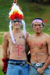 Brandon Forchlich, a 17-year old senior at Liberty High, and Liberty alumni Christopher Ramos, a freshman at Genesee College showed their support for the Lady Indians by dressing up as Native Americans.