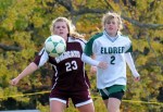 DSC_0160 Manor’s Emily Casey and Eldred’s Alexis Pierce in pursuit of the ball.