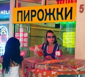 Lady selling food in Brighton Beach