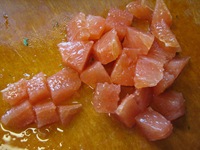 Cubed pink grapefruit