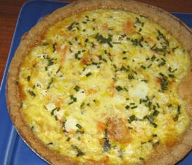 Smoked Salmon and goat cheese quiche