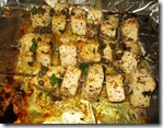 Broiled swordfish kebobs with capers and lemon