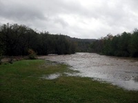 two rivers converge and park is flooded