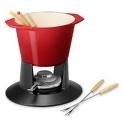 Better view of fondue pot with sterno and forks