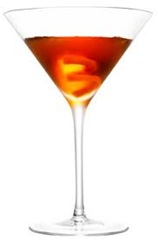 Rob Roy cocktail with lemon