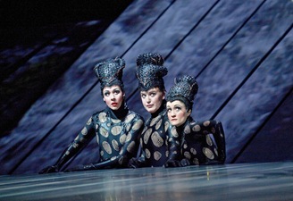 Tamara Mumford as Flosshilde, Jennifer Johnson Cano as Wellgunde, and Erin Morley as Woglinde