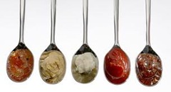 Condiments in spoons