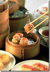 Dim sum dumpling with chopsticks