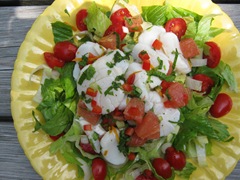 Close-up ceviche on yellow plate_reduced image