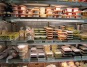 Shelves of sauses and prepared foods at Raffetto's