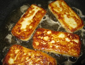 Fry cheese in a pan