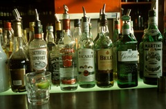 Bar bottles lined up